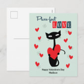 Valentijnsdag Retro Mid Century Cat Feestdagenkaart (Voorkant / Achterkant)