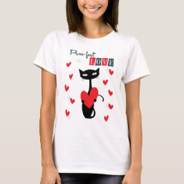 Valentijnsdag Retro Mid Century Cat T-shirt