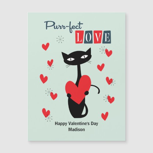 Valentijnsdag Retro Midden Eeuwse Kat (Voorkant)