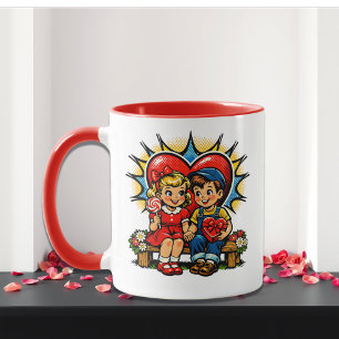 Valentijnsdag Retro Pop Art Persoonlijk Mok