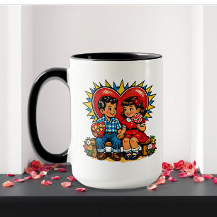 Valentijnsdag Retro Pop Art Persoonlijk Mok