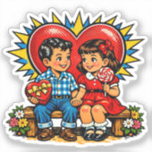 Valentijnsdag | Retro Pop Art Vintage Sticker (Voorkant)