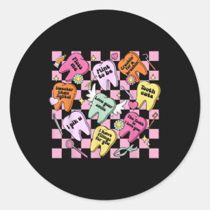 Valentijnsdag Retro Tanden Tandarts Tandhygiëne Ronde Sticker