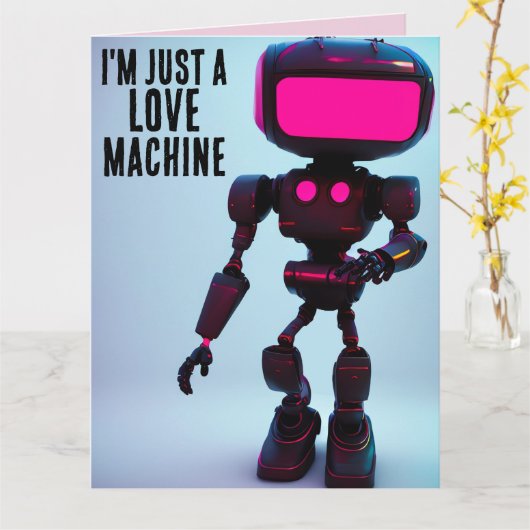 VALENTIJNSDAG ROBOT LIEFDE MACHINE GROOTE KAART (Gele Bloem)