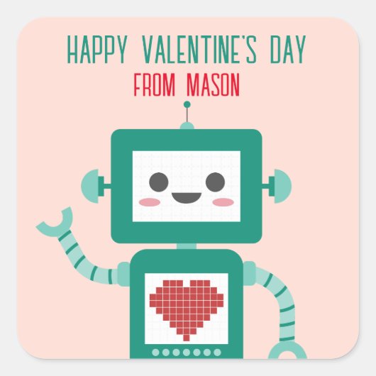 Valentijnsdag Robot piept Stickers (Voorkant)