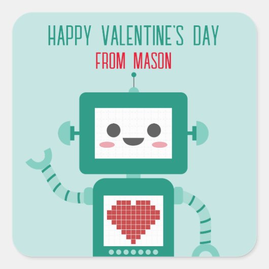 Valentijnsdag Robot piept Stickers (Voorkant)