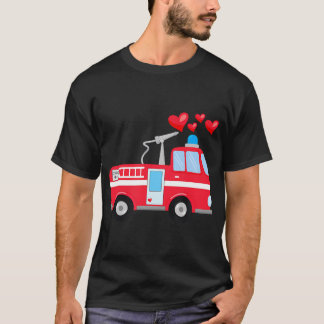 Valentijnsdag rode brandweerwagen voor peuters Kin T-shirt