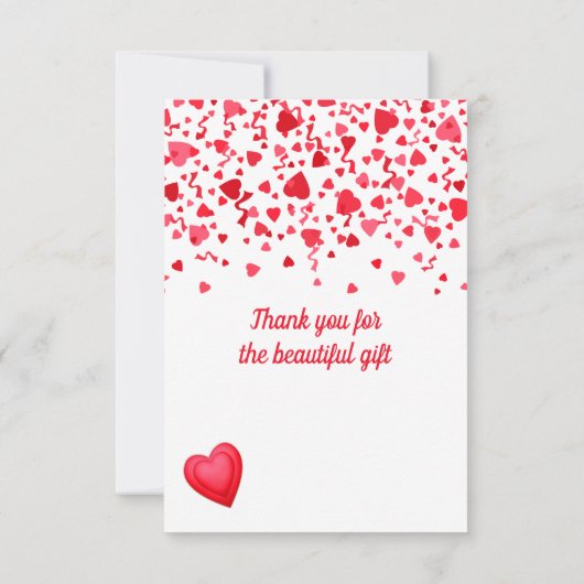 Valentijnsdag Rode Confetti Harten Gepersonaliseer Bedankkaart (Achterkant)