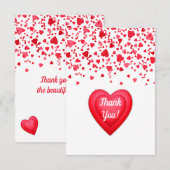 Valentijnsdag Rode Confetti Harten Gepersonaliseer Bedankkaart (Voorkant / Achterkant)