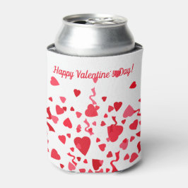 Valentijnsdag Rode Confetti Harten Gepersonaliseer Blikjeskoeler