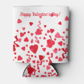 Valentijnsdag Rode Confetti Harten Gepersonaliseer Blikjeskoeler (Voorkant)