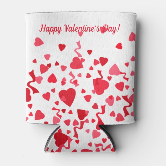 Valentijnsdag Rode Confetti Harten Gepersonaliseer Blikjeskoeler (Voorkant)