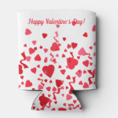 Valentijnsdag Rode Confetti Harten Gepersonaliseer Blikjeskoeler (Achterkant)