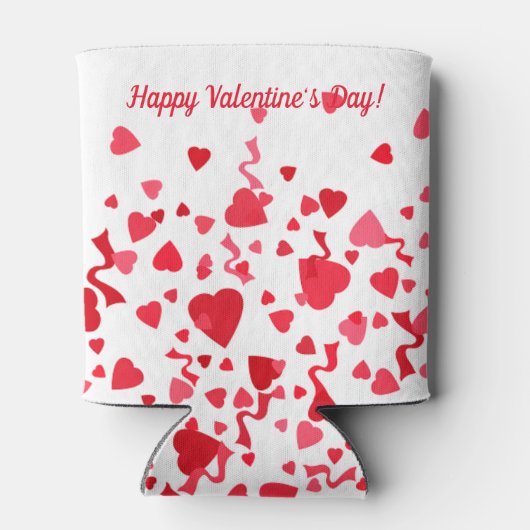 Valentijnsdag Rode Confetti Harten Gepersonaliseer Blikjeskoeler (Achterkant)