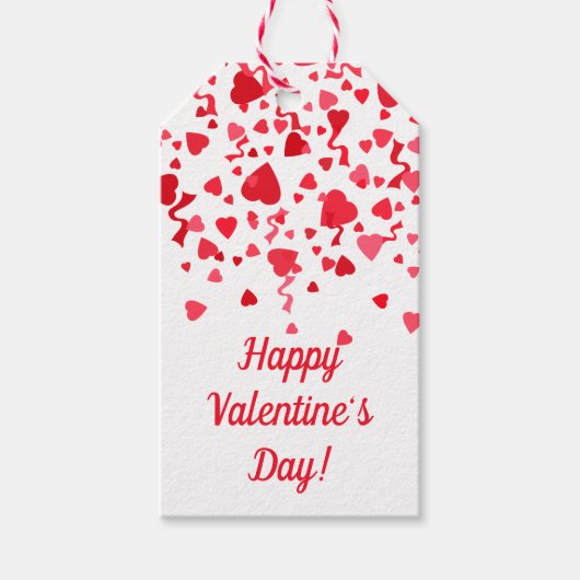 Valentijnsdag Rode Confetti Harten Gepersonaliseer Cadeaulabel (Voorkant)