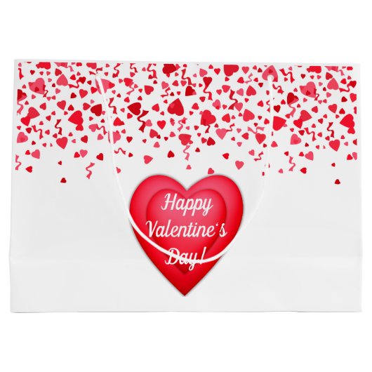 Valentijnsdag Rode Confetti Harten Gepersonaliseer Groot Cadeauzakje (Achterkant)