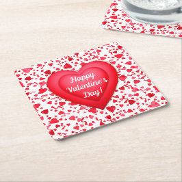 Valentijnsdag Rode Confetti Harten Gepersonaliseer Kartonnen Onderzetters