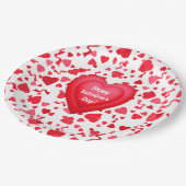 Valentijnsdag Rode Confetti Harten Gepersonaliseer Papieren Bordje (Gekanteld)