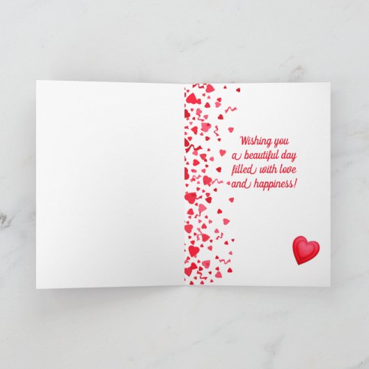 Valentijnsdag Rode Confetti Harten Groet Kaart (Binnen)