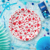 Valentijnsdag Rode Confetti Harten Papieren Bordje (Feest)