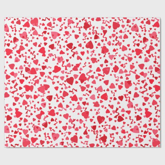 Valentijnsdag rode Confetti harten patroon Cadeaupapier (Vlak)