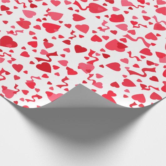 Valentijnsdag rode Confetti harten patroon Cadeaupapier (Hoek)