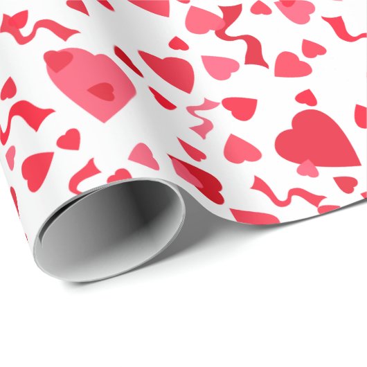 Valentijnsdag rode Confetti harten patroon Cadeaupapier (Rol Hoek)