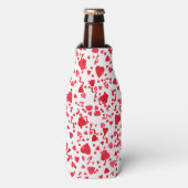 Valentijnsdag rode Confetti harten patroon Flesjeskoeler (Fles Voorkant)