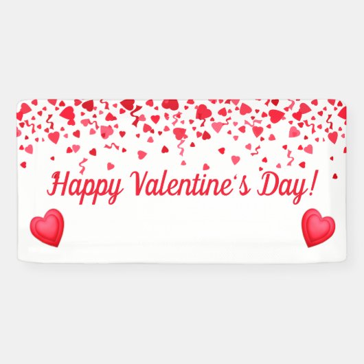 Valentijnsdag rode Confetti harten patroon Spandoek (Horizontaal)