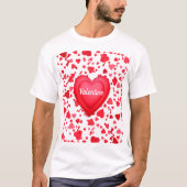 Valentijnsdag rode Confetti harten patroon T-shirt (Voorkant)