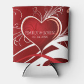 Valentijnsdag- rode en witte harten blikjeskoeler (Voorkant)