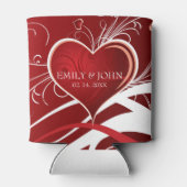 Valentijnsdag- rode en witte harten blikjeskoeler (Achterkant)