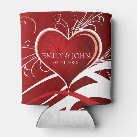 Valentijnsdag- rode en witte harten blikjeskoeler (Achterkant)