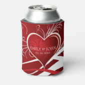 Valentijnsdag- rode en witte harten blikjeskoeler (Blikje Achterkant)