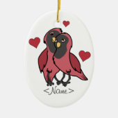 Valentijnsdag Rode en zwarte Tortelduifjes met har Keramisch Ornament (Voorkant)