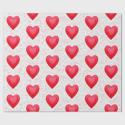 Valentijnsdag rode Fancy harten Cadeaupapier (Vlak)