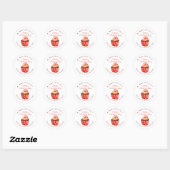 Valentijnsdag Rode Hart Cupcake Bakkerij Ronde Sticker (Vel)