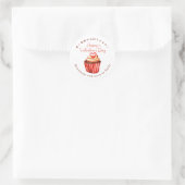 Valentijnsdag Rode Hart Cupcake Bakkerij Ronde Sticker (Tas)