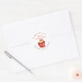Valentijnsdag Rode Hart Cupcake Bakkerij Ronde Sticker (Envelop)