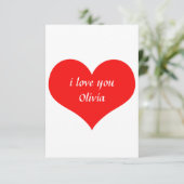 Valentijnsdag Rode Hart Cute Aangepaste Naam Tekst Kaart (Staand voorkant)