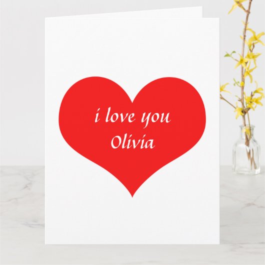 Valentijnsdag Rode Hart Cute Aangepaste Naam Tekst Kaart (Gele Bloem)