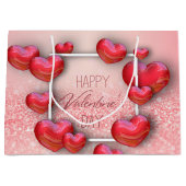 Valentijnsdag Rode Hart Glitter Grote Geschenktas Large Cadeautasje (Voorkant)
