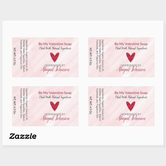 Valentijnsdag Rode Hart Handgemaakte Zeep Labels (Vel)