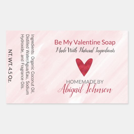 Valentijnsdag Rode Hart Handgemaakte Zeep Labels (Voorkant)