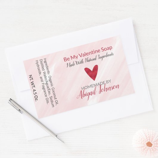 Valentijnsdag Rode Hart Handgemaakte Zeep Labels (Envelop)