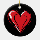 Valentijnsdag - Rode Hart - Keramisch Ornament (Achterkant)