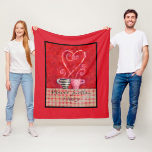 Valentijnsdag rode hart koffiekopjes fleece deken