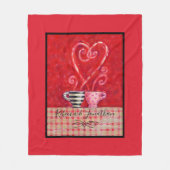 Valentijnsdag rode hart koffiekopjes fleece deken (Voorkant)