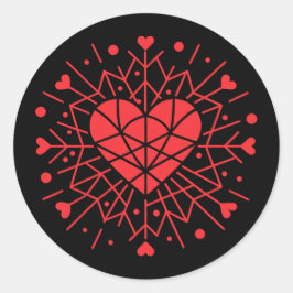 Valentijnsdag - Rode Hart - Ronde Sticker