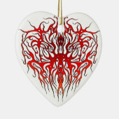 Valentijnsdag Rode Hart Tribal Tattoo Keramisch Ornament (Rechts)